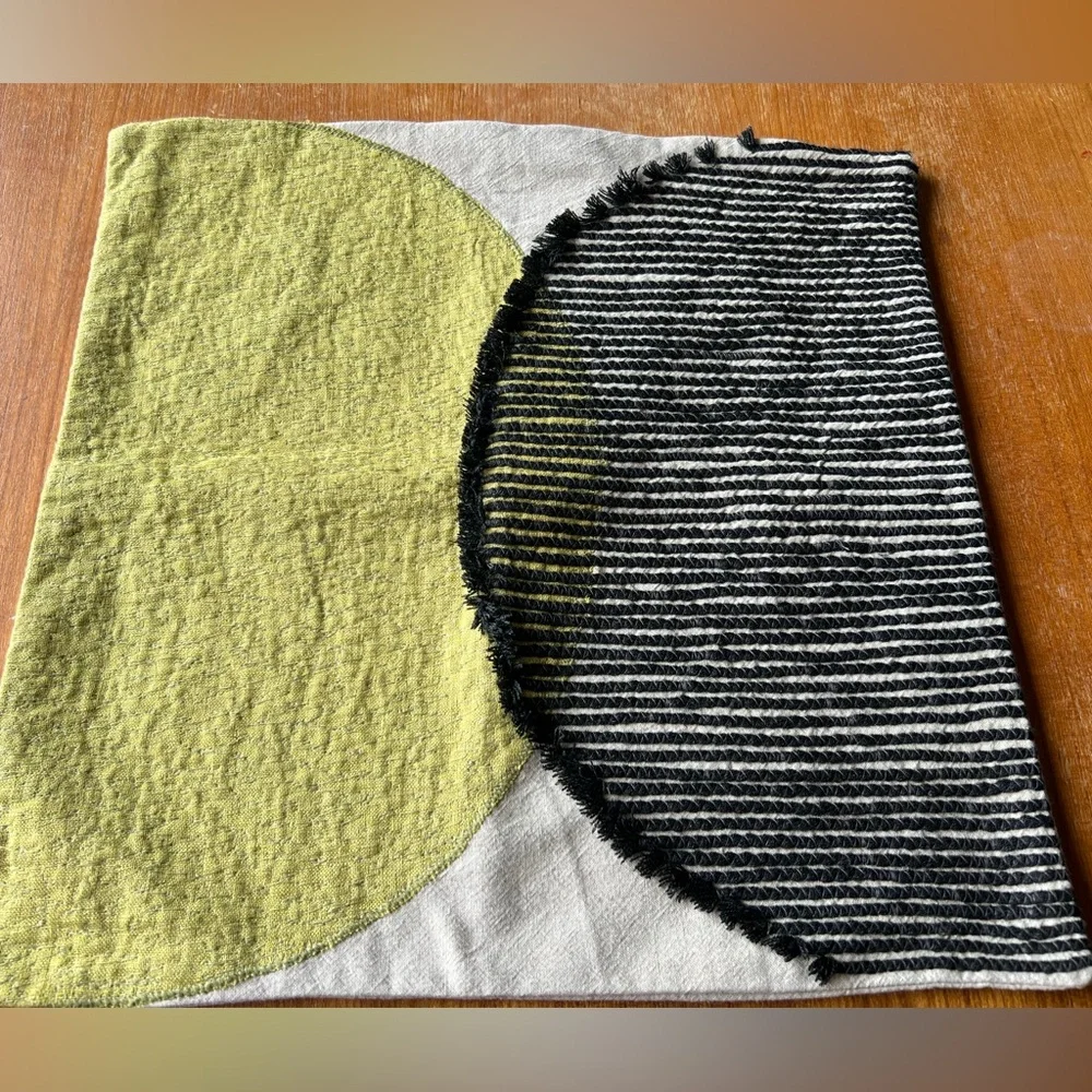 Pottery Barn Unity Embroidered Pillow Sham Abstract Yellow and Black